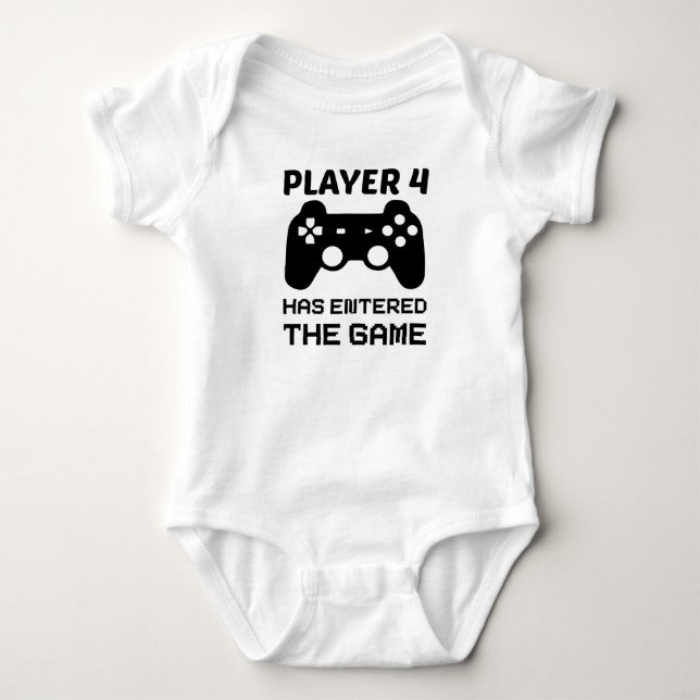 Player 4 Has entered the game,Funny baby announcem Bodysuit (Front)