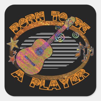 Player Acoustic Guitar Id281 Square Sticker by iiphotoArt at Zazzle