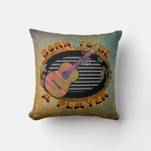 Player Acoustic Guitar ID281 Throw Pillow
