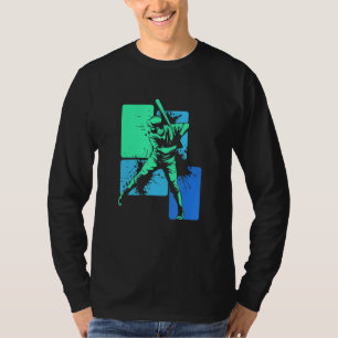 Player Baseball Batter Green Blue Catcher Pitcher T-Shirt