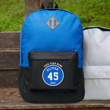 Player Blue Name Number Team Name Port Authority® Backpack by OneLook at Zazzle