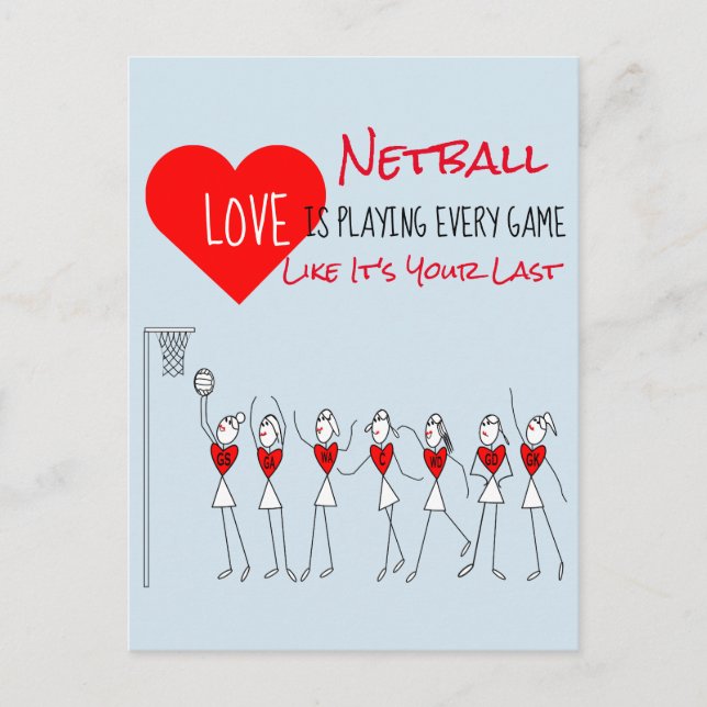 Player Clipart And Motivational Netball Quote Postcard (Front)