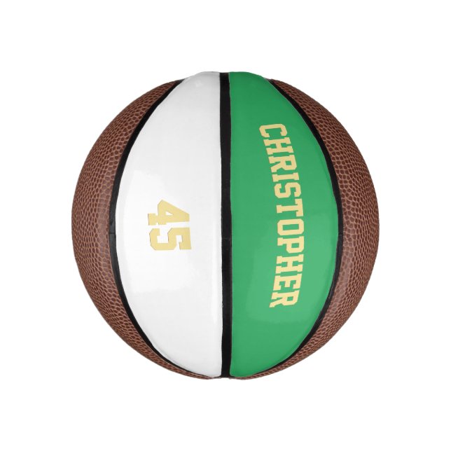 Player Club Team Name Number Custom Monogrammed Mini Basketball (Vertical)