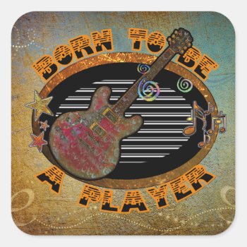 Player Electric Guitar Id281 Square Sticker by iiphotoArt at Zazzle