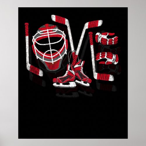 Player Goalie Ice Hockey Heart Apparel Poster