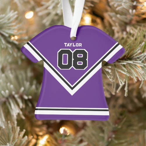 Player Jersey Number Name Purple  White Christmas Ornament