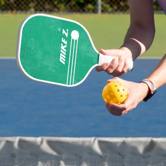 Player Name Aged Green Blue Pickleball Paddle (Insitu)