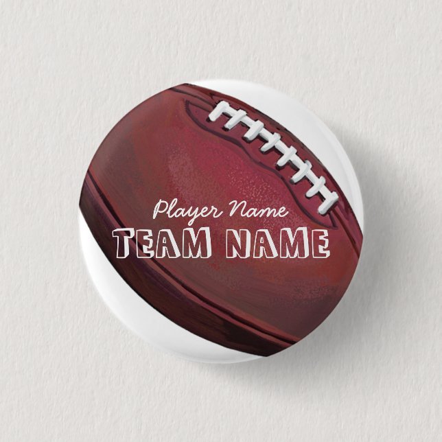 Player Name and Number Football Button (Front)