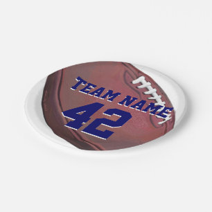 Player Name and Number Football Paper Plates
