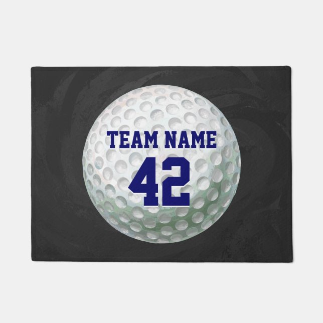 Player Name and Number Golf ball Doormat (Front)