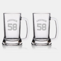 Player Name and Number Sports Jersey Beer Mug