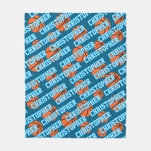 Player Name Basketball Ball Pattern  Fleece Blanket