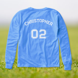 Player Name Jersey Number Boys Blue Long Sleeve Tri-Blend Shirts