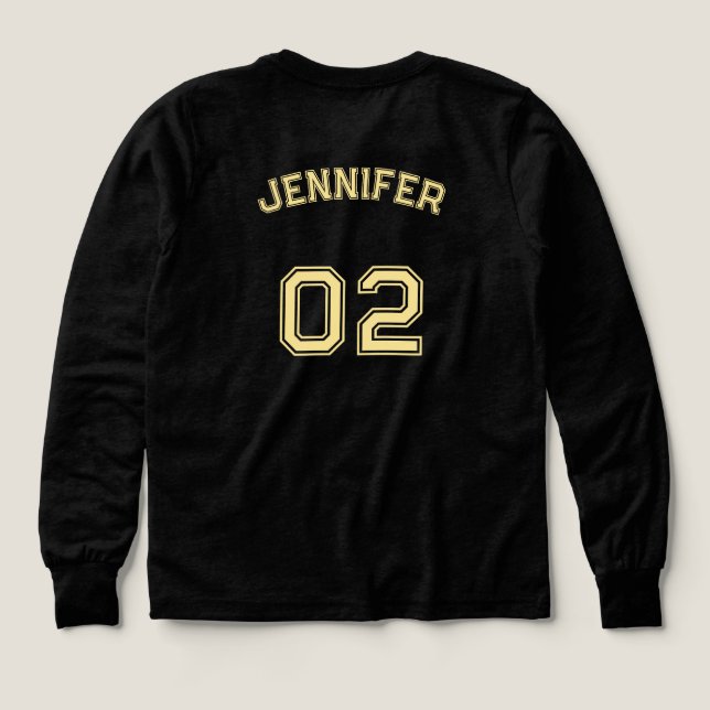 Player Name Jersey Number Girls Black Long Sleeve Tri-Blend Shirts (Design Back)
