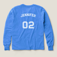 Player Name Jersey Number Girls Blue Long Sleeve
