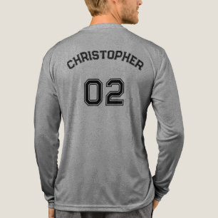 Player Name Jersey Number Grey Mens Long Sleeve Tri-Blend Shirt