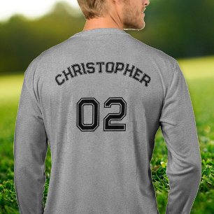 Player Name Jersey Number Grey Mens Long Sleeve Tri-Blend Shirt