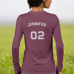 Player Name Jersey Number Women Maroon Long Sleeve Tri-Blend Shirt<br><div class="desc">Create your own custom, personalized, cool stylish white typography / font / script, monogrammed player name jersey number maroon color, classic crew neck, comfortable, pre-shrunk tri-blend, superior combed and ring-spun jersey cotton, unisex womens ladies long sleeve shirt t-shirt. Simply type in your name / player name and player jersey number,...</div>