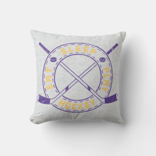 Player Name & Number, Eat Sleep Play Hockey Throw Pillow