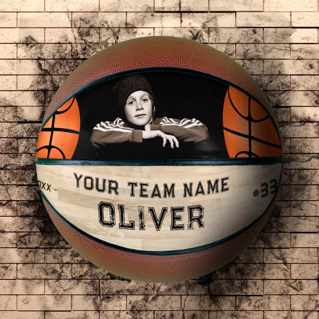 Player Name Number Wood Keepsake Photo Basketball (Creator Uploaded)