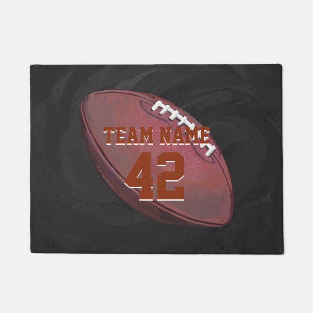 Player Name on Painted Football Doormat (Front)