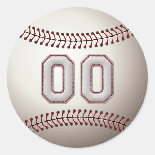 Player Number 00 _ Cool Baseball Stitches Classic Round Sticker