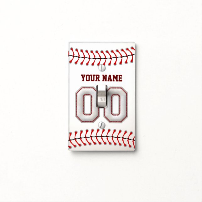 Player Number 00 - Cool Baseball Stitches Light Switch Cover (In Situ)
