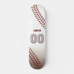Player Number 00 - Cool Baseball Stitches Skateboard Deck at Zazzle