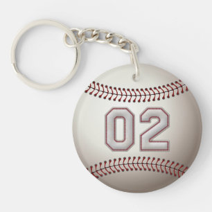 Player Number 02 - Cool Baseball Stitches Keychain