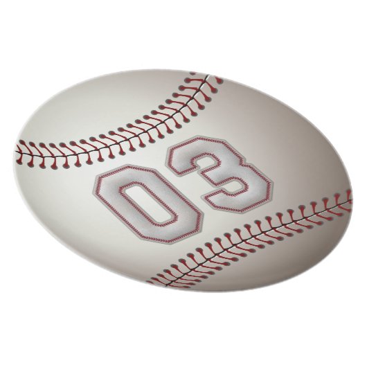 Player Number 03 - Cool Baseball Stitches Plate (Right Side)
