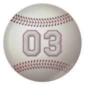 Player Number 03 - Cool Baseball Stitches Plate (Front)
