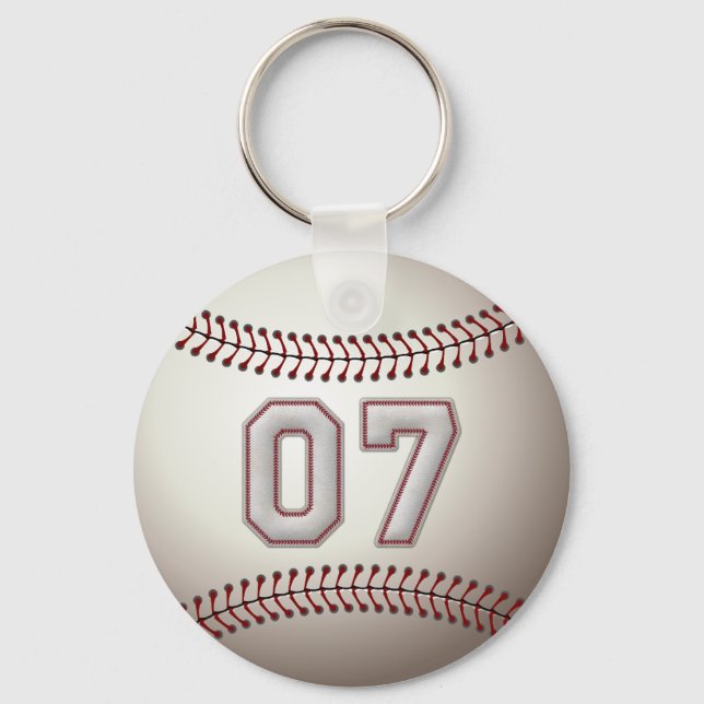 Player Number 07 - Cool Baseball Stitches Keychain (Front)