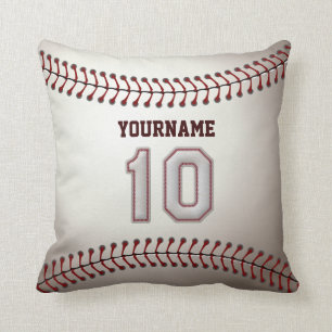 Player Number 10 - Cool Baseball Stitches Throw Pillow
