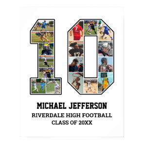 Player Number 10 Senior Sports Team Photo Collage Poster