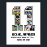Player Number 11 Senior Sports Team Photo Collage Poster<br><div class="desc">Personalized photo collage for player number 11. This customizable photo gift is perfect for senior night, sports award banquet or birthday gift for your athlete son, daughter or student. It's a great way to display precious moments and memories from their sports games. The poster features a collage of photos, and...</div>