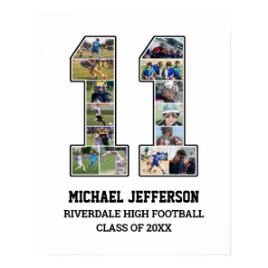 Player Number 11 Senior Sports Team Photo Collage Poster