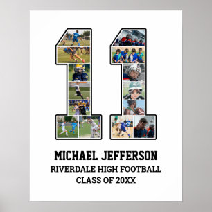 Player Number 11 Senior Sports Team Photo Collage Poster