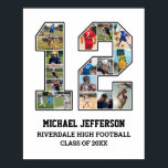 Player Number 12 Senior Sports Team Photo Collage Poster<br><div class="desc">Personalized photo collage for player number 12. This customizable photo gift is perfect for senior night, sports award banquet or birthday gift for your athlete son, daughter or student. It's a great way to display precious moments and memories from their sports games. The poster features a collage of photos, and...</div>