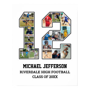 Player Number 12 Senior Sports Team Photo Collage Poster