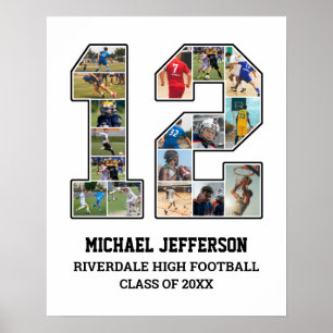 Player Number 12 Senior Sports Team Photo Collage Poster