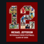 Player Number 12 Senior Sports Team Photo Collage Poster<br><div class="desc">Personalized photo collage for player number 12. This customizable photo gift is perfect for senior night, sports award banquet or birthday gift for your athlete son, daughter or student. It's a great way to display precious moments and memories from their sports games. The poster features a collage of photos, and...</div>