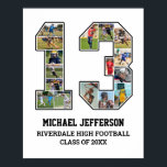 Player Number 13 Senior Sports Team Photo Collage Poster<br><div class="desc">Personalized photo collage for player number 13. This customizable photo gift is perfect for senior night, sports award banquet or birthday gift for your athlete son, daughter or student. It's a great way to display precious moments and memories from their sports games. The poster features a collage of photos, and...</div>