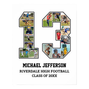 Player Number 13 Senior Sports Team Photo Collage Poster