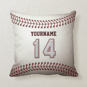 Player Number 14 - Cool Baseball Stitches Throw Pillow