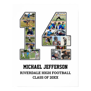 Player Number 14 Senior Sports Team Photo Collage Poster