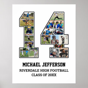 Player Number 14 Senior Sports Team Photo Collage Poster