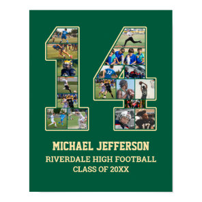 Player Number 14 Senior Sports Team Photo Collage Poster
