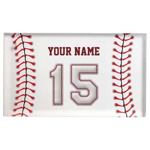 Player Number 15 _ Cool Baseball Stitches Place Card Holder