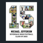 Player Number 15 Senior Sports Team Photo Collage Poster<br><div class="desc">Personalized photo collage for player number 15. This customizable photo gift is perfect for senior night, sports award banquet or birthday gift for your athlete son, daughter or student. It's a great way to display precious moments and memories from their sports games. The poster features a collage of photos, and...</div>