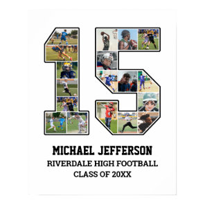 Player Number 15 Senior Sports Team Photo Collage Poster